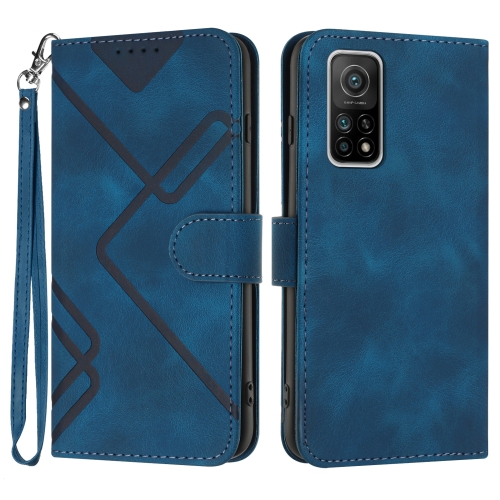 

For Xiaomi Mi 10T 5G/10T Pro 5G Line Pattern Skin Feel Leather Phone Case(Royal Blue)