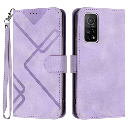

For Xiaomi Mi 10T 5G/10T Pro 5G Line Pattern Skin Feel Leather Phone Case(Light Purple)