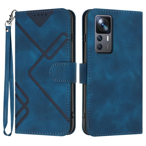 

For Xiaomi Redmi K50 Ultra/12T/12T Pro Line Pattern Skin Feel Leather Phone Case(Royal Blue)