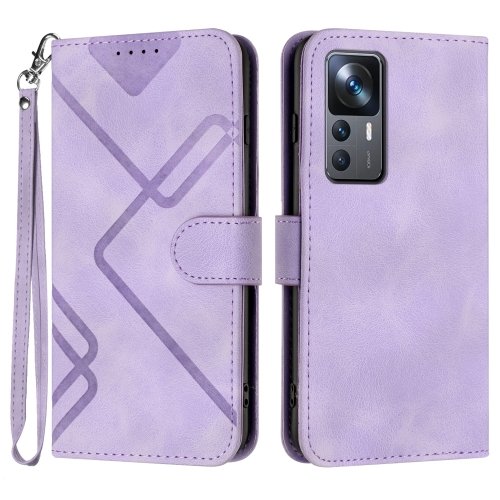 

For Xiaomi Redmi K50 Ultra/12T/12T Pro Line Pattern Skin Feel Leather Phone Case(Light Purple)