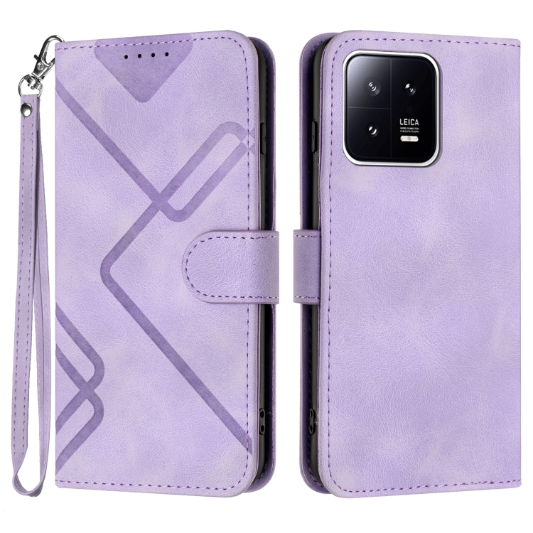 

For Xiaomi 13 Line Pattern Skin Feel Leather Phone Case(Light Purple)