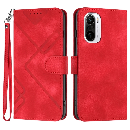 

For Xiaomi Poco F3/11i/Redmi K40 Line Pattern Skin Feel Leather Phone Case(Red)