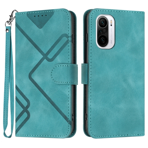 

For Xiaomi Poco F3/11i/Redmi K40 Line Pattern Skin Feel Leather Phone Case(Light Blue)