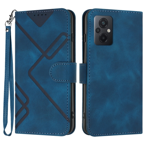 

For Xiaomi Poco M5 Line Pattern Skin Feel Leather Phone Case(Royal Blue)