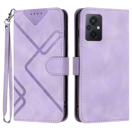 

For Xiaomi Poco M5 Line Pattern Skin Feel Leather Phone Case(Light Purple)