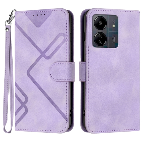 

For Xiaomi Redmi 13C Line Pattern Skin Feel Leather Phone Case(Light Purple)