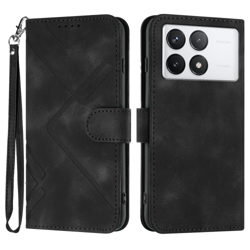 

For Xiaomi Redmi K70 Line Pattern Skin Feel Leather Phone Case(Black)