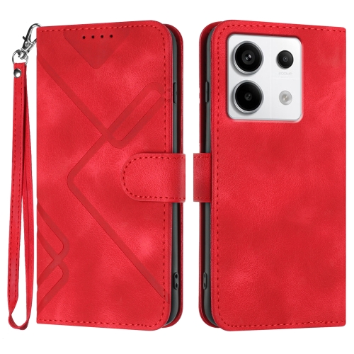 

For Xiaomi Redmi Note 13 Pro 4G Line Pattern Skin Feel Leather Phone Case(Red)