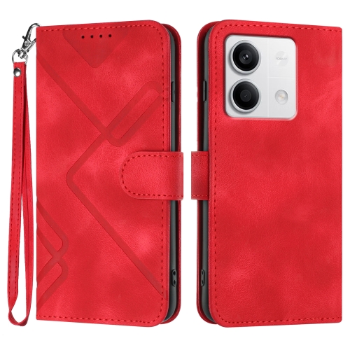 

For Xiaomi Redmi Note 13 4G Line Pattern Skin Feel Leather Phone Case(Red)