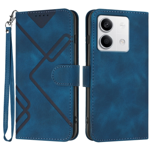 

For Xiaomi Redmi Note 13 4G Line Pattern Skin Feel Leather Phone Case(Royal Blue)