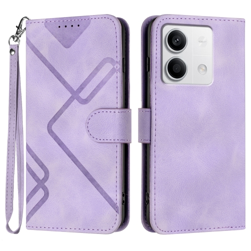 

For Xiaomi Redmi Note 13 4G Line Pattern Skin Feel Leather Phone Case(Light Purple)