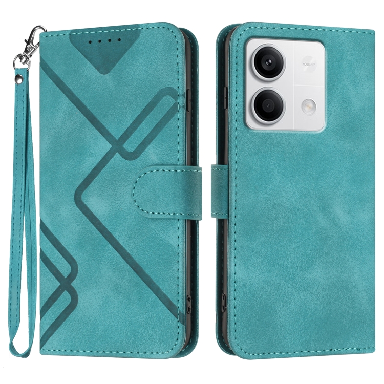 

For Xiaomi Redmi Note 13 4G Line Pattern Skin Feel Leather Phone Case(Light Blue)