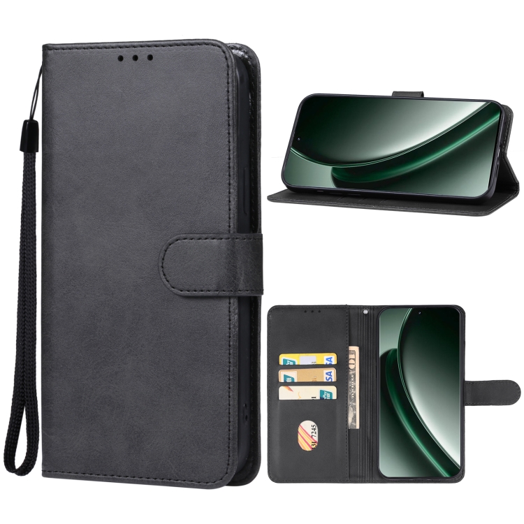 

For Realme GT 6 Leather Phone Case(Black)