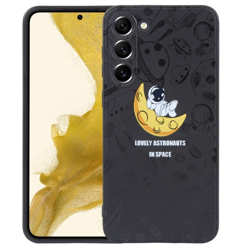 For Samsung Galaxy S21 Ultra 5G Astronaut Pattern Silicone Straight Edge Phone Case(Lovely Astronaut-Black) for xiaomi redmi note 12s 4g note 11 colored drawing pattern leather phone case gold butterfly