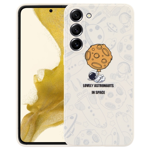 

For Samsung Galaxy S10 Astronaut Pattern Silicone Straight Edge Phone Case(Lovely Astronaut-White)