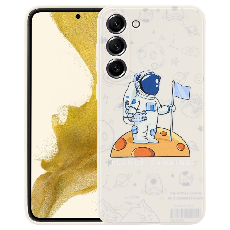 

For Samsung Galaxy A53 5G Astronaut Pattern Silicone Straight Edge Phone Case(Planet Landing-White)
