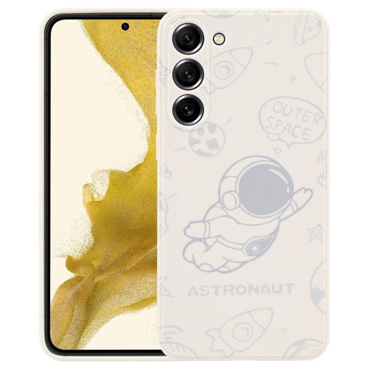 

For Samsung Galaxy A13 5G / 4G Astronaut Pattern Silicone Straight Edge Phone Case(Flying Astronaut-White)