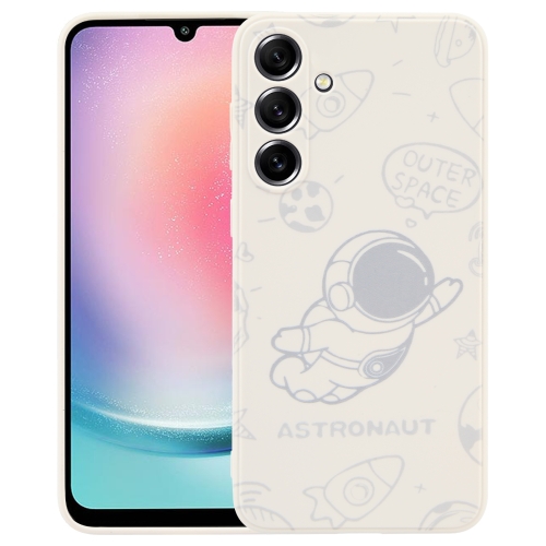 

For Samsung Galaxy A24 Astronaut Pattern Silicone Straight Edge Phone Case(Flying Astronaut-White)