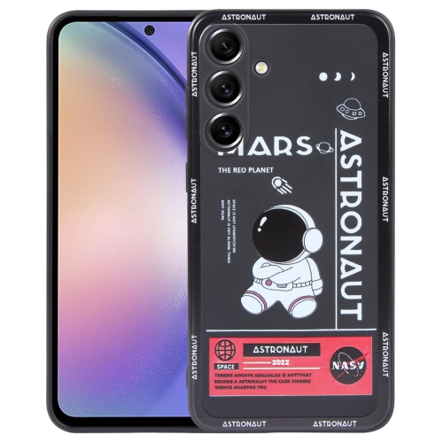 

For Samsung Galaxy A54 5G Astronaut Pattern Silicone Straight Edge Phone Case(Mars Astronaut-Black)