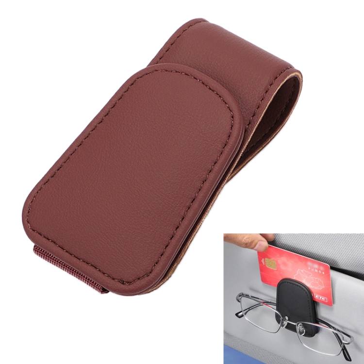 

Car Sun Visor Glasses Holder Multifunctional Card Clip Storage Rack(Wine Red)