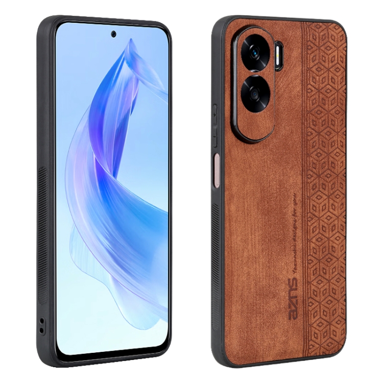 

For Honor X50i AZNS 3D Embossed Skin Feel Phone Case(Brown)