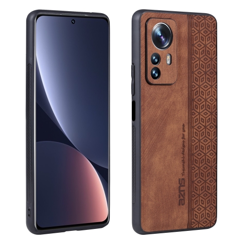 

For Xiaomi Redmi Note 12s AZNS 3D Embossed Skin Feel Phone Case(Brown)