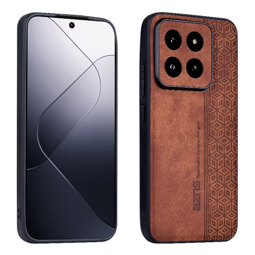 

For Xiaomi 14 Pro AZNS 3D Embossed Skin Feel Phone Case(Brown)