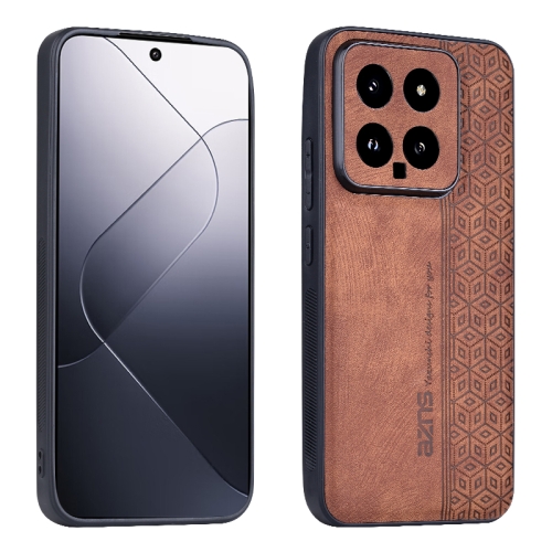 

For Xiaomi 14 AZNS 3D Embossed Skin Feel Phone Case(Brown)