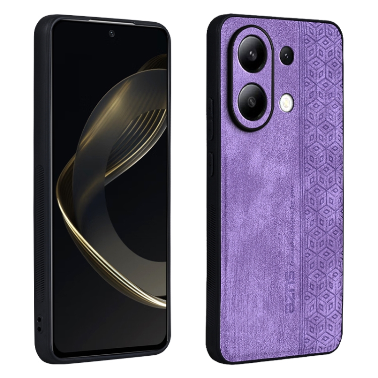 

For Xiaomi Redmi Note 13 4G AZNS 3D Embossed Skin Feel Phone Case(Purple)