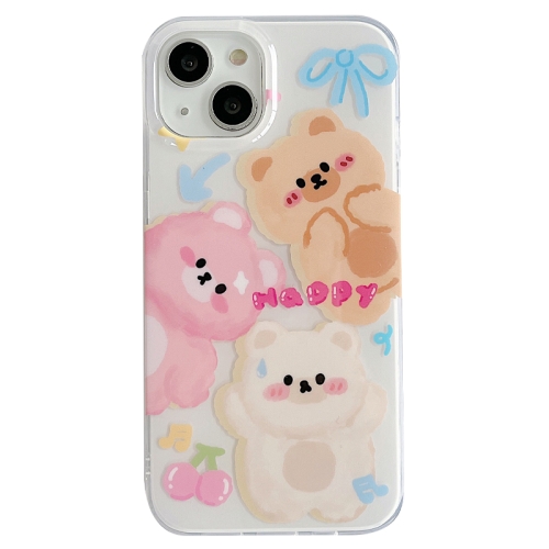 

For iPhone 14 IMD Cute Animal Pattern Phone Case(Bear)