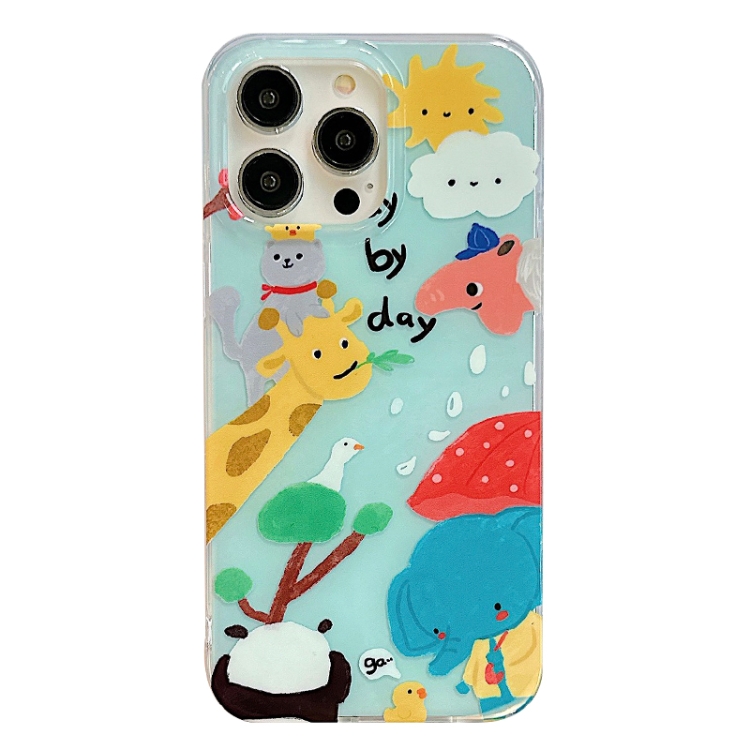

For iPhone 12 Pro IMD Cute Animal Pattern Phone Case(Giraffe)