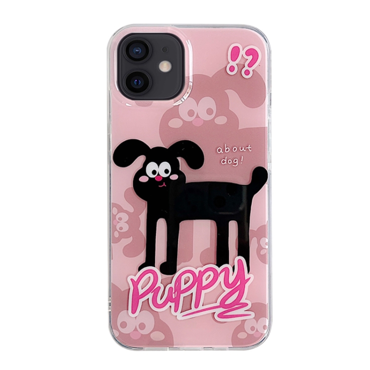 

For iPhone 11 IMD Cute Animal Pattern Phone Case(Black Puppy)
