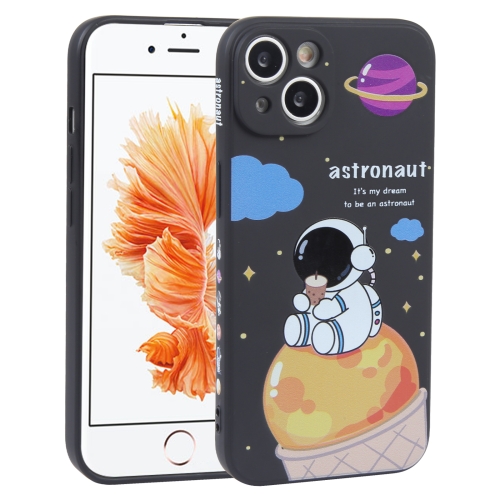 

For iPhone 6 / 6s Milk Tea Astronaut Pattern Liquid Silicone Phone Case(Ivory Black)