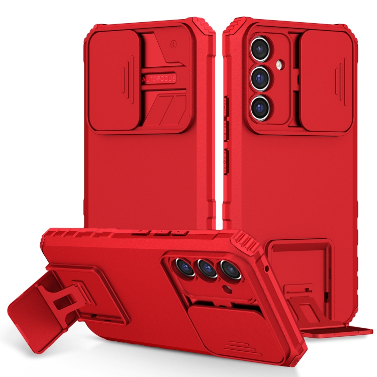 

For Samsung Galaxy A54 5G Stereoscopic Holder Sliding Camshield Phone Case(Red)
