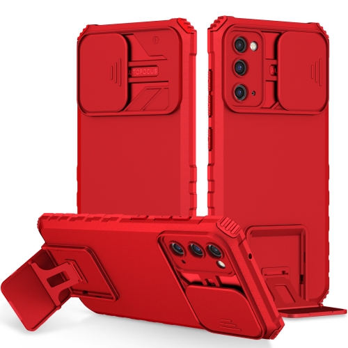 

For Samsung Galaxy S20 FE Stereoscopic Holder Sliding Camshield Phone Case(Red)