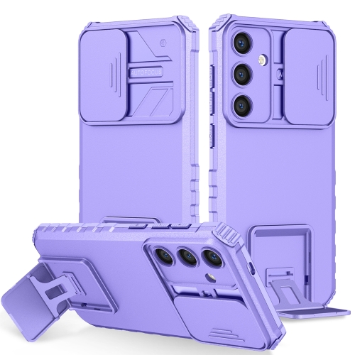 

For Samsung Galaxy S24 5G Stereoscopic Holder Sliding Camshield Phone Case(Purple)