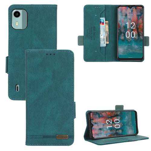 

For Nokia C12 / C12 Pro / C12 Plus Magnetic Clasp Leather Phone Case(Green)