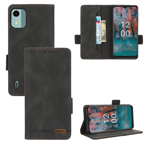 

For Nokia C12 / C12 Pro / C12 Plus Magnetic Clasp Leather Phone Case(Black)