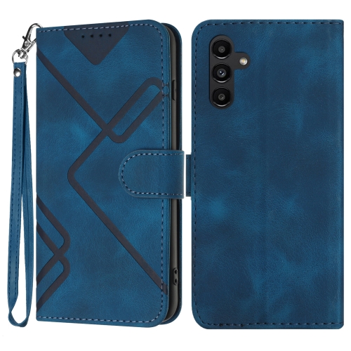 

For Samsung Galaxy A13 5G Line Pattern Skin Feel Leather Phone Case(Royal Blue)
