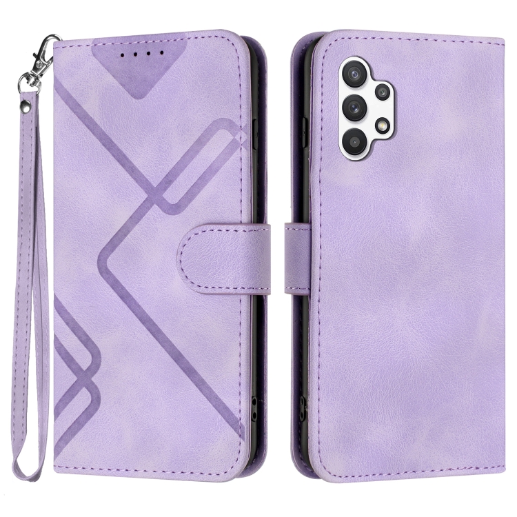 

For Samsung Galaxy A32 5G Line Pattern Skin Feel Leather Phone Case(Light Purple)