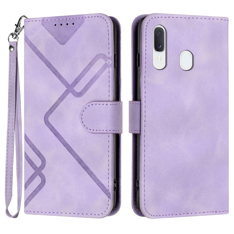 For Samsung Galaxy A40 Line Pattern Skin Feel Leather Phone Case