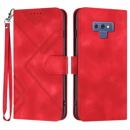 

For Samsung Galaxy Note9 Line Pattern Skin Feel Leather Phone Case(Red)