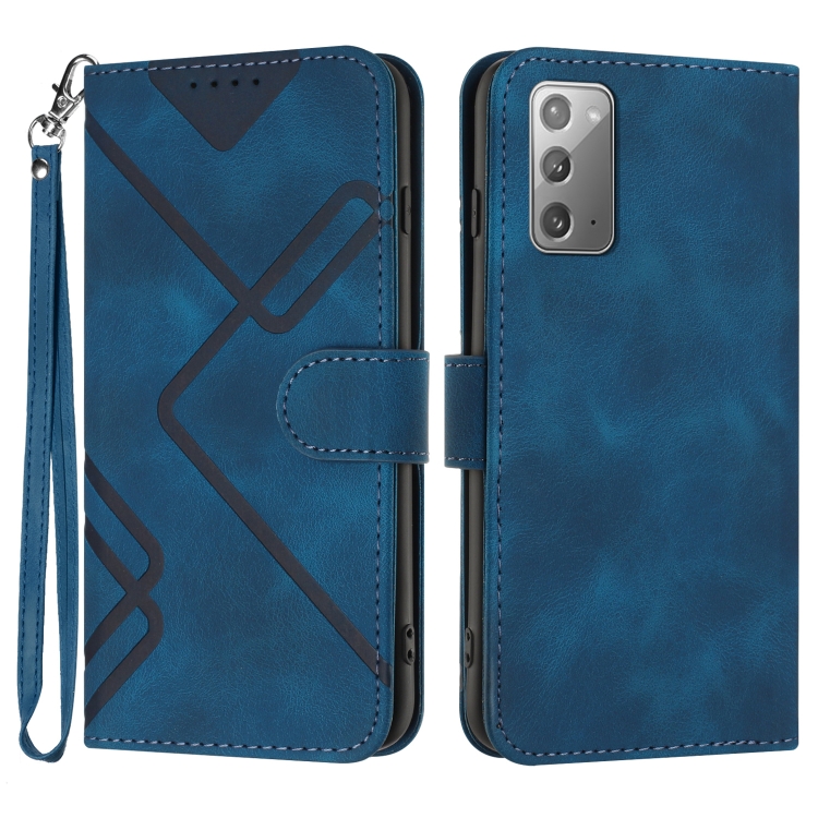 

For Samsung Galaxy Note20 Line Pattern Skin Feel Leather Phone Case(Royal Blue)