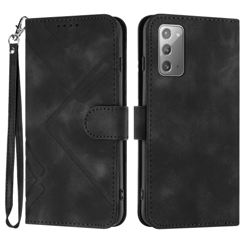 For Samsung Galaxy Note20 Line Pattern Skin Feel Leather Phone Case(Black) trunk release switch trunk handle tailgate boot d651624b0b abs accessories black white control buttons durable