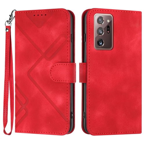 

For Samsung Galaxy Note20 Ultra Line Pattern Skin Feel Leather Phone Case(Red)