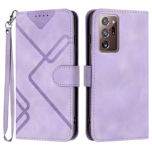 

For Samsung Galaxy Note20 Ultra Line Pattern Skin Feel Leather Phone Case(Light Purple)