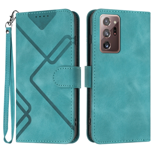 

For Samsung Galaxy Note20 Ultra Line Pattern Skin Feel Leather Phone Case(Light Blue)