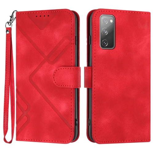 

For Samsung Galaxy S20 FE Line Pattern Skin Feel Leather Phone Case(Red)