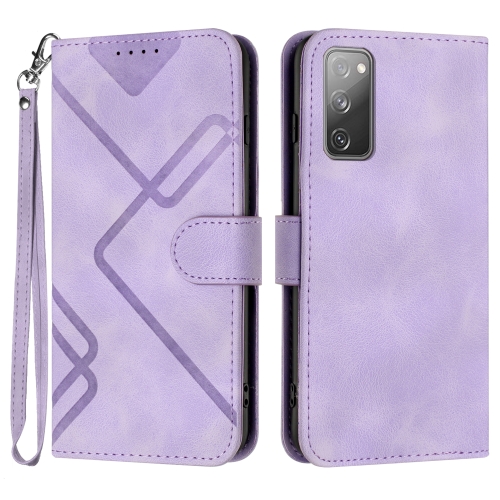 

For Samsung Galaxy S20 FE Line Pattern Skin Feel Leather Phone Case(Light Purple)