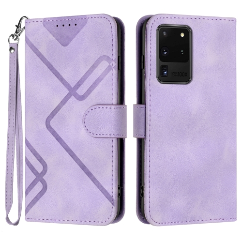 

For Samsung Galaxy S20 Ultra Line Pattern Skin Feel Leather Phone Case(Light Purple)